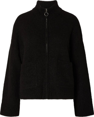 Sia Ras Ls Knit Zipper Cardigan - Black