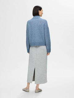 Sia Ras Ls Knit Zipper Cardigan - Endless Sky Melange