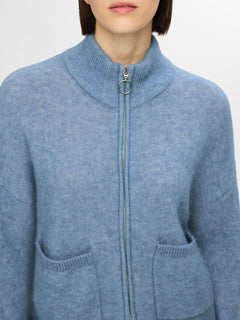Sia Ras Ls Knit Zipper Cardigan - Endless Sky Melange