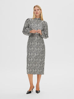 Macie Ls Midi Dress - Black