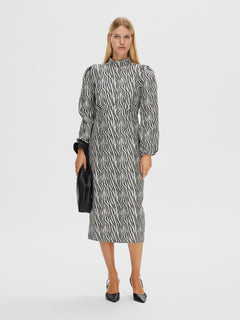Macie Ls Midi Dress - Black