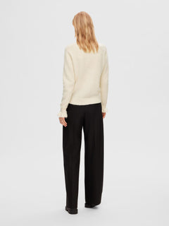 Sia Ras LS Knit Frill Cuff O-Neck B - Birch Melange