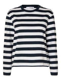 Essential Ls Striped Boxy Tee - Dark Sapphire/Bright White