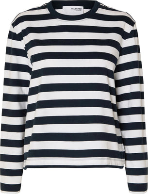 Essential Ls Striped Boxy Tee - Dark Sapphire/Bright White