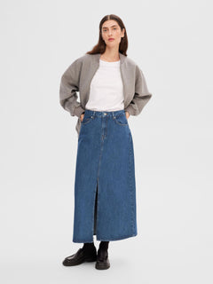 Esther Hw Mid Blue Denim Skirt - Medium Blue Denim