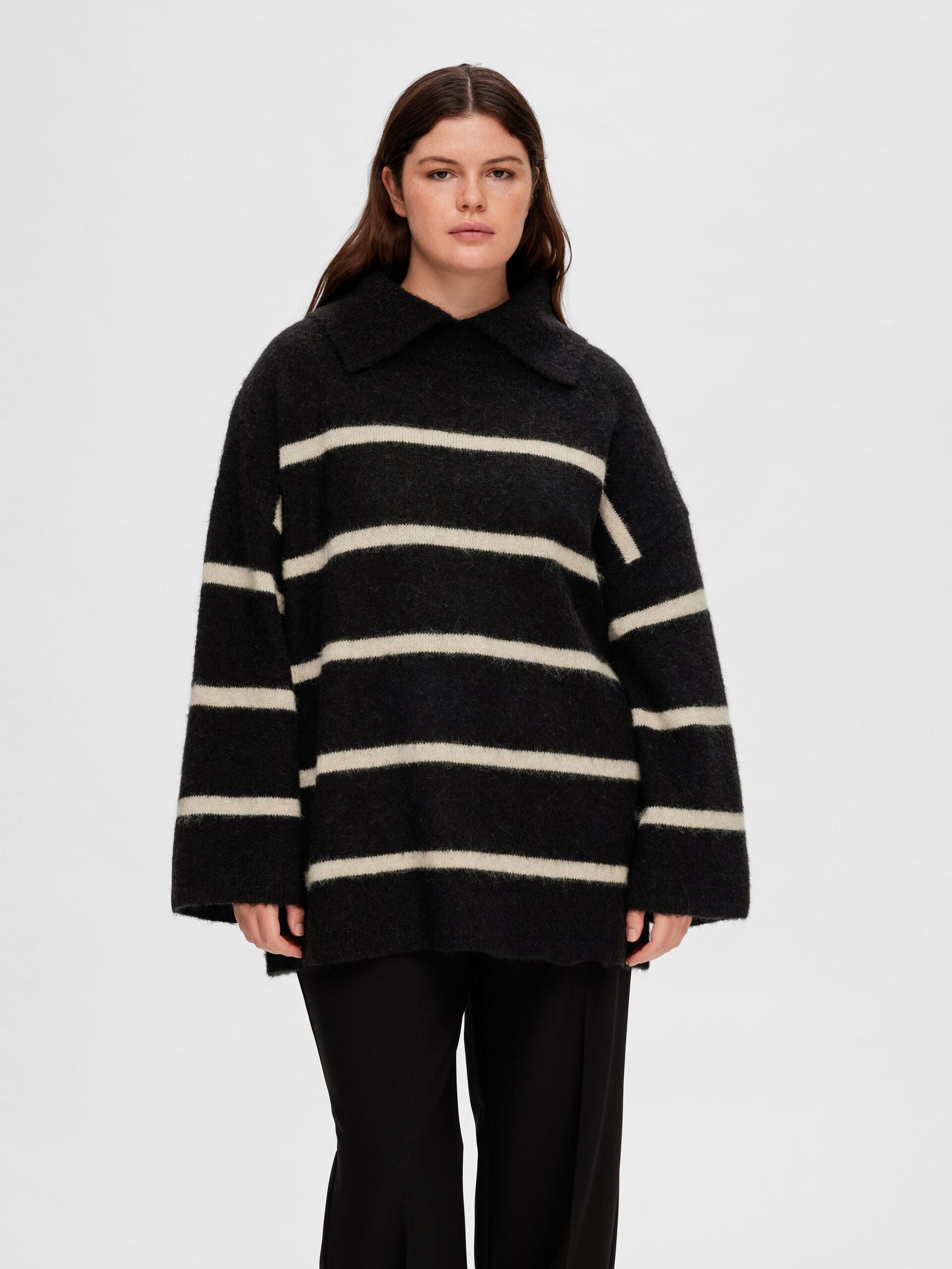 Alva LS Collar Knit - Black Birch