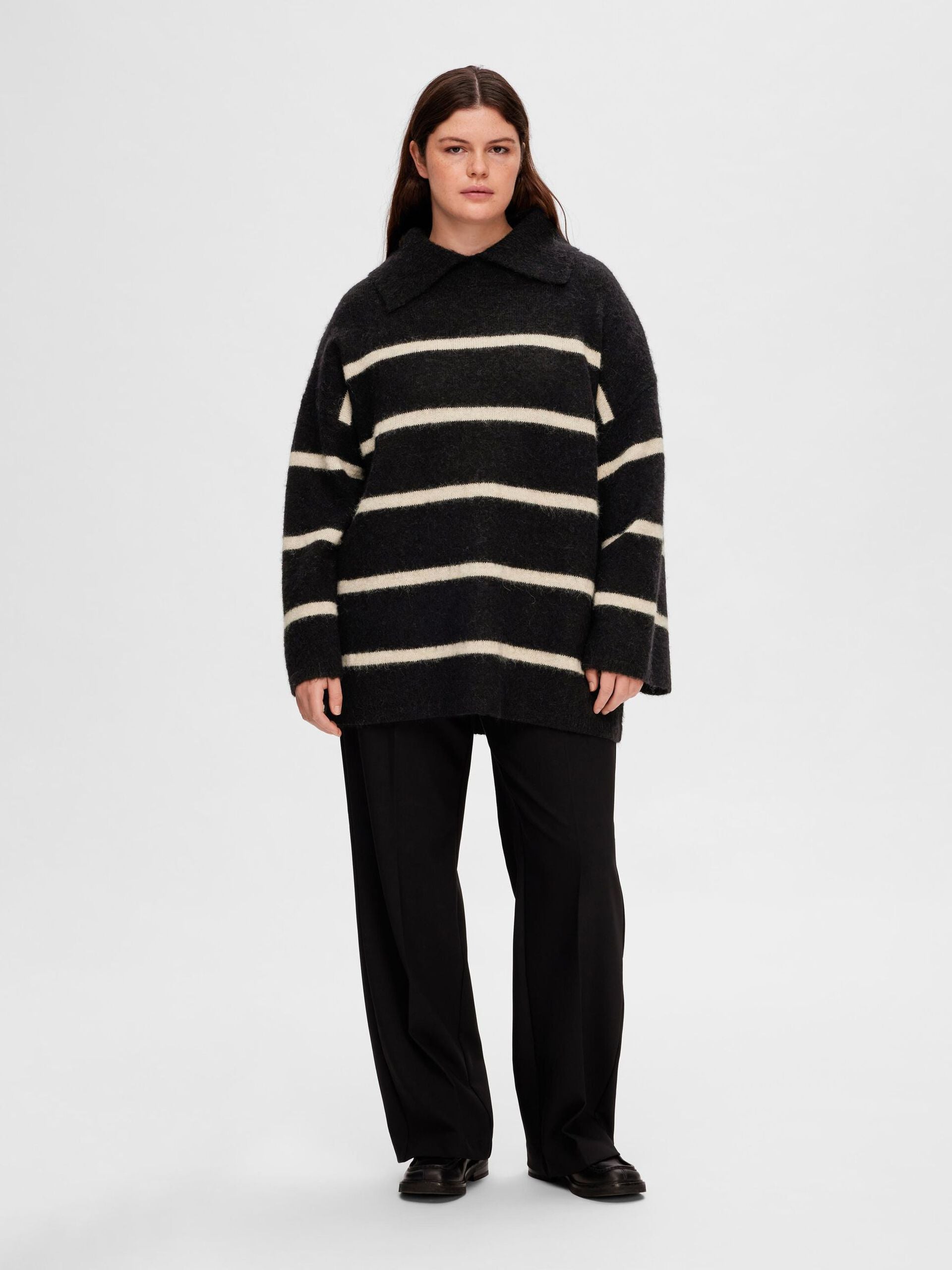 Alva LS Collar Knit - Black Birch