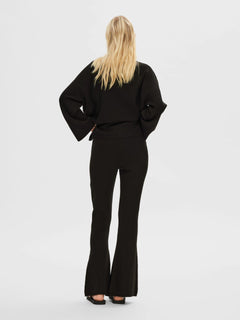 Karo Flared Knit Pants Ex - Black