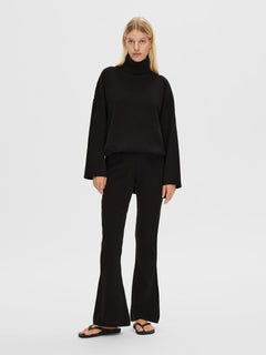Karo Flared Knit Pants Ex - Black