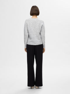 Lulu New Ls Knit V-Neck - Light Grey Melange