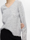Lulu New Ls Knit V-Neck - Light Grey Melange