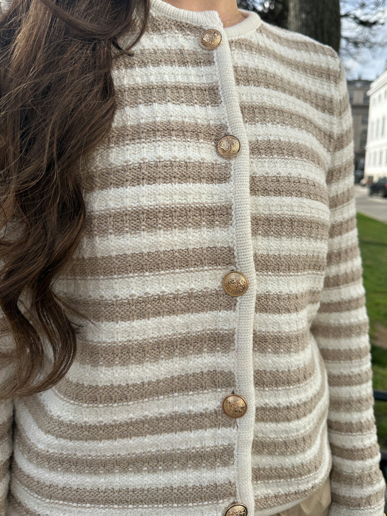 Limone Stripe Knit Jacket - Sand
