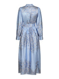 Nova Paisley Border Dress - Light Blue