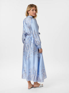 Nova Paisley Border Dress - Light Blue