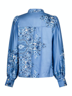 Massima Paisley Border Blouse - Dusty Blue