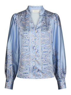 Massima Paisley Border Blouse - Light Blue