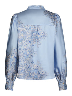 Massima Paisley Border Blouse - Light Blue