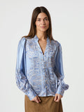 Massima Paisley Border Blouse - Light Blue