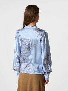 Massima Paisley Border Blouse - Light Blue