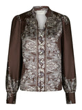 Massima Paisley Border Blouse - Dark Brown