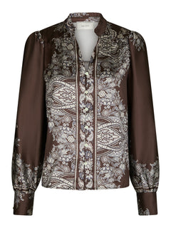 Massima Paisley Border Blouse - Dark Brown