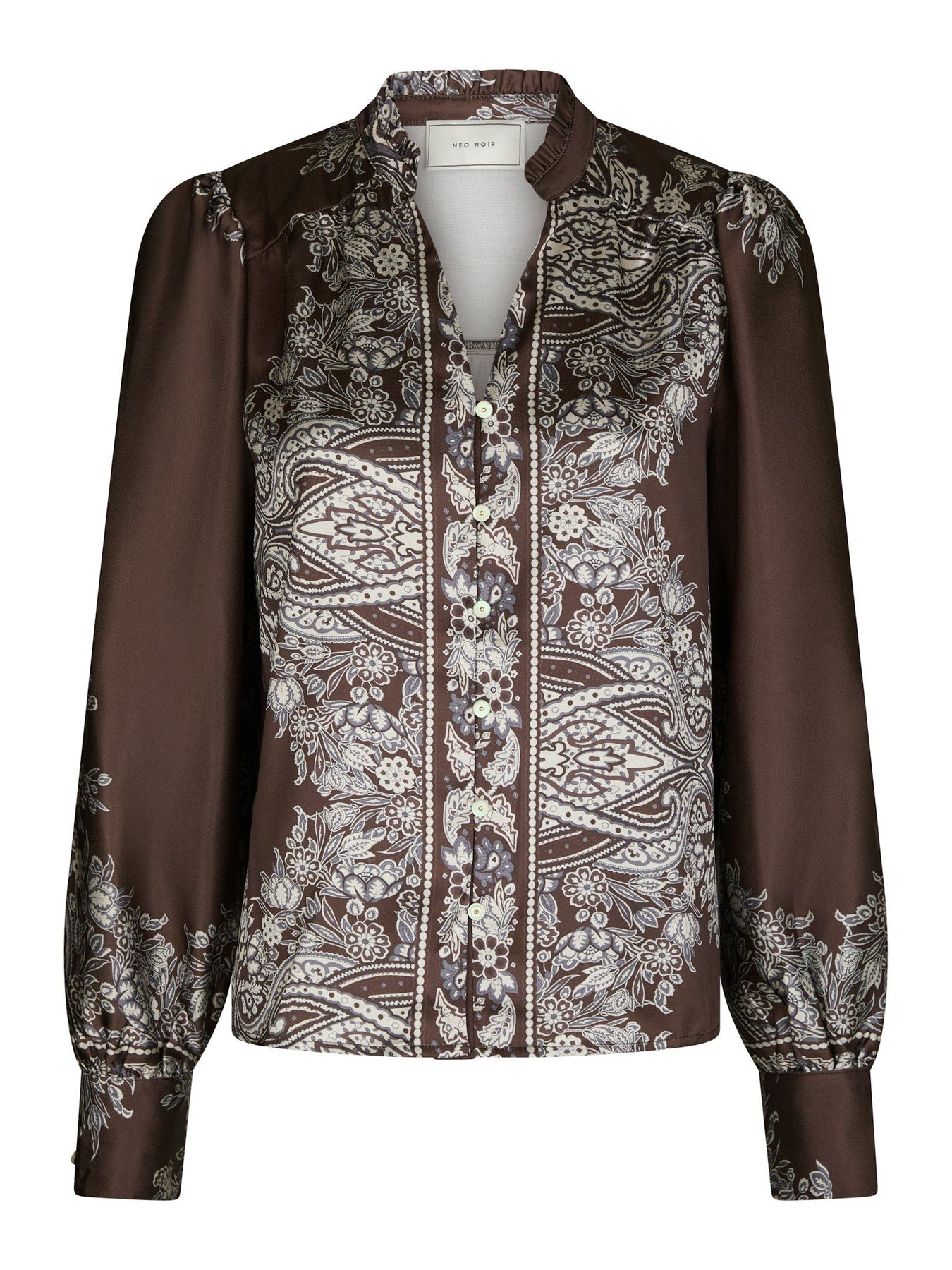 Massima Paisley Border Blouse - Dark Brown
