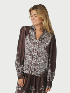 Massima Paisley Border Blouse - Dark Brown
