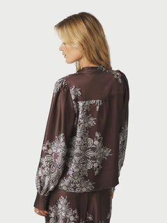 Massima Paisley Border Blouse - Dark Brown