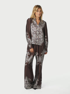 Massima Paisley Border Blouse - Dark Brown