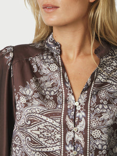 Massima Paisley Border Blouse - Dark Brown