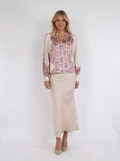 Massima Paisley Border Blouse - Light Pink