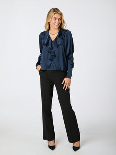 Sandie Sateen Blouse - Navy