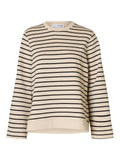 Elise Ls O-Neck Wide Striped Sweat - Black Birch