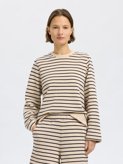 Elise Ls O-Neck Wide Striped Sweat - Black Birch