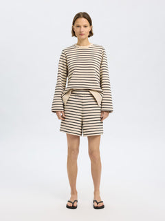 Elise Ls O-Neck Wide Striped Sweat - Black Birch