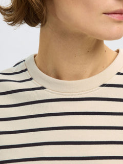 Elise Ls O-Neck Wide Striped Sweat - Black Birch