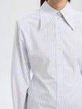 Nicolina Slim Ls Shirt B - Bright White Blue
