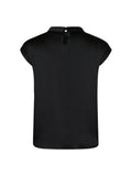 Fleur Drapy Satin Blouse - Black