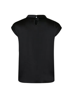 Fleur Drapy Satin Blouse - Black