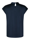 Fleur Drapy Satin Blouse - Navy