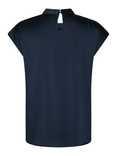 Fleur Drapy Satin Blouse - Navy