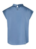 Fleur Drapy Satin Blouse - Dusty Blue
