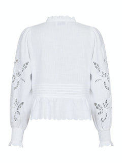 Petrine Embroidery Blouse - White