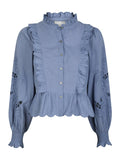 Petrine Embroidery Blouse - Dusty Blue