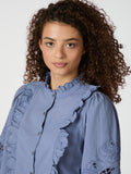 Petrine Embroidery Blouse - Dusty Blue