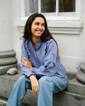 Petrine Embroidery Blouse - Dusty Blue