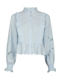 Petrine Embroidery Blouse - Light Blue
