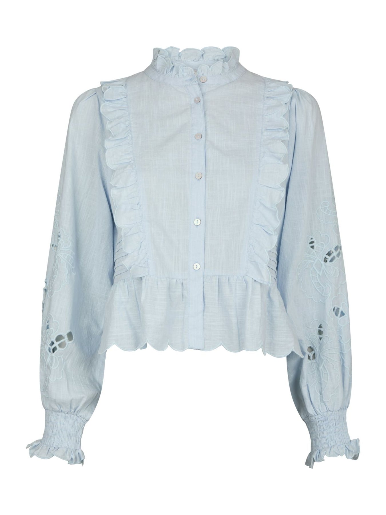 Petrine Embroidery Blouse - Light Blue