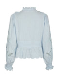 Petrine Embroidery Blouse - Light Blue