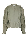 Petrine Embroidery Blouse - Smoke Green